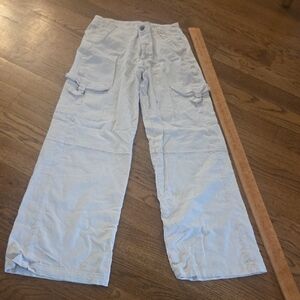 American Eagle Outfitters Wide-Leg Cargo Pants in Light Beige